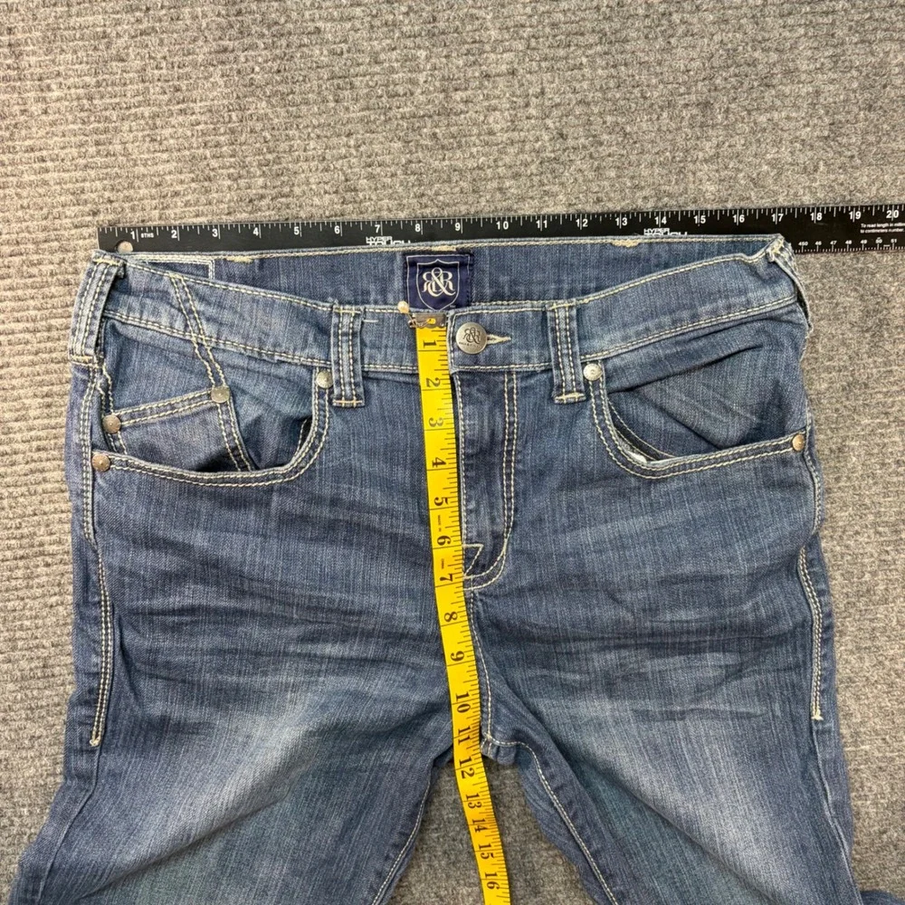 Rock & Republic Mens Straight Leg Jeans Blue Medium Wash Flap Pocket 36x34